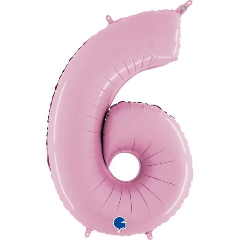 Balon Foliowy Cyfra 6 Różowa Pastel Pink, 66 cm Grabo Grabo