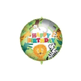 Balon Foliowy Happy birthday dżungla Safari + ciężarek, 46cm Procos