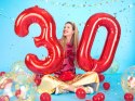 Balon foliowy Cyfra 3 czerwona, 86cm Partydeco