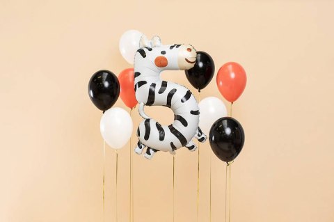 Balon foliowy Cyfra 5 - Zebra, 98 cm Partydeco Balon foliowy Cyfra 5 - Zebra, 98 cm Partydeco