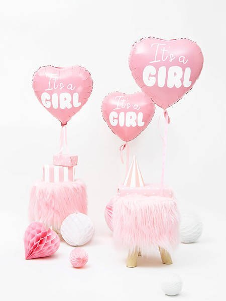 Balon foliowy Serce Różowe - It's a girl, 45cm Partydeco Balon foliowy Serce Różowe - It's a girl, 45cm Partydeco
