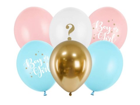 Balony lateksowe Boy or Girl, mix 30cm, 6 szt. Partydeco