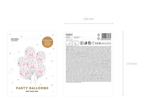 Balony lateksowe It's a Girl, Pastel Pure White, 30cm, 6 szt. Partydeco Balony lateksowe It's a Girl, Pastel Pure White, 30cm, 6 szt. Partydeco