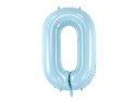 Balon foliowy Cyfra 0, 86cm, jasny niebieski Partydeco