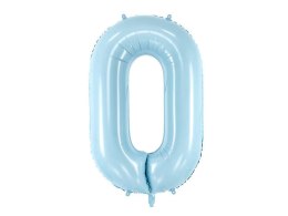 Balon foliowy Cyfra 0, 86cm, jasny niebieski Partydeco