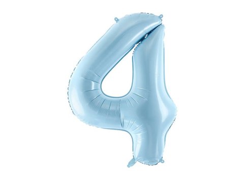 Balon foliowy Cyfra 4, 86cm, jasny niebieski Partydeco