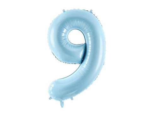 Balon foliowy Cyfra 9, 86cm, jasny niebieski Partydeco Balon foliowy Cyfra 9, 86cm, jasny niebieski Partydeco