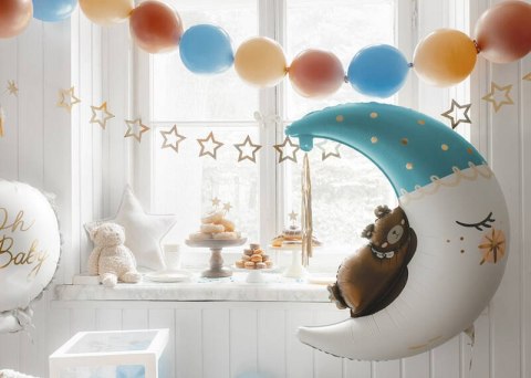 Balon foliowy Miś na księżycu, niebieski, 80x98 cm Partydeco Balon foliowy Miś na księżycu, niebieski, 80x98 cm Partydeco