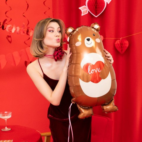 Balon foliowy Miś z sercem Love 48x79cm PartyPal Balon foliowy Miś z sercem Love 48x79cm PartyPal