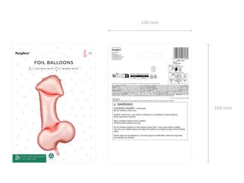 Balon foliowy Penis, na Panieński Kawalerski, Rose Gold 112cm Partydeco Balon foliowy Penis, na Panieński Kawalerski, Rose Gold 112cm Partydeco