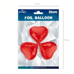 Balon foliowy serce czerwone 23cm, 3 szt. VivaParty