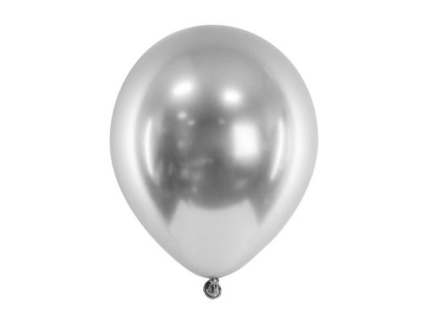 Balony lateksowe Glossy, Chrome, Srebrne, 45cm, 5 szt. Partydeco