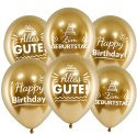 Balony urodzinowe złote Chrom Zum Geburtstag, 30cm, 50 szt. Flowballoons