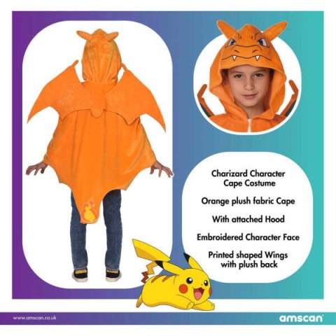 Strój, Kostium Charizard, Pokemon - Peleryna Amscan / Anagram Strój, Kostium Charizard, Pokemon - Peleryna Amscan / Anagram
