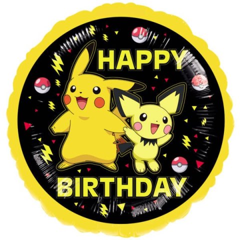 Balon Foliowy Happy Birthday Pokemon Pikachu, 43 cm. Amscan / Anagram