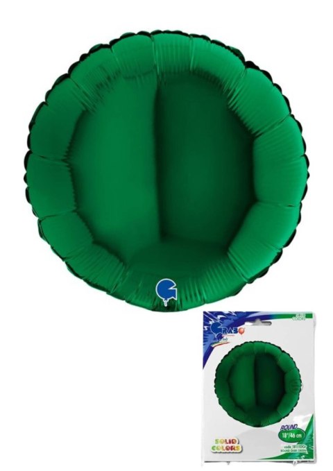 Balon Foliowy - Okrągły ciemny zielony 46 cm, Grabo, pakowany Grabo