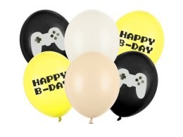 Balony 30 cm, Happy B-day, 6szt Partydeco