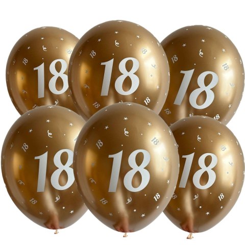 Balony urodzinowe złote "18", 30cm, 10 szt. Flowballoons