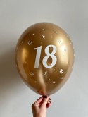 Balony urodzinowe złote "18", 30cm, 10 szt. Flowballoons