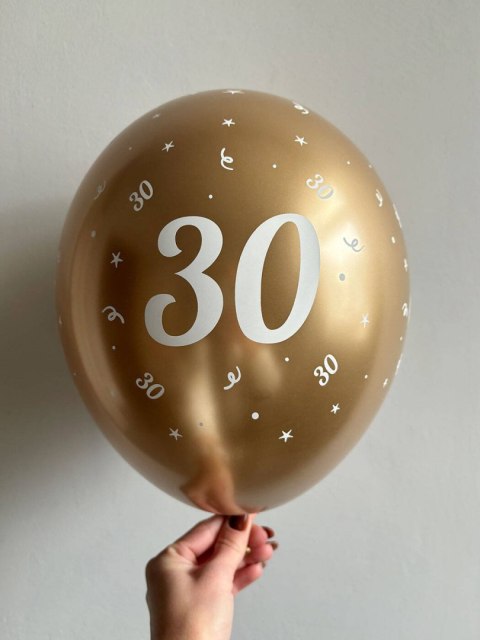 Balony urodzinowe złote "30", 30cm, 50 szt. Flowballoons Balony urodzinowe złote "30", 30cm, 50 szt. Flowballoons