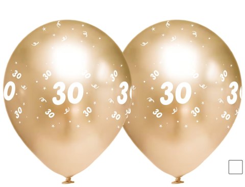 Balony urodzinowe złote "30", 30cm, 50 szt. Flowballoons Balony urodzinowe złote "30", 30cm, 50 szt. Flowballoons