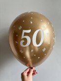 Balony urodzinowe złote "50", 30cm, 10 szt. Flowballoons