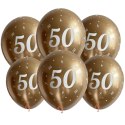 Balony urodzinowe złote "50", 30cm, 50 szt. Flowballoons