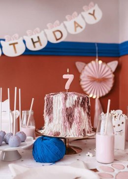 Świeczka urodzinowa Cyferka 7, różowa, 5,5cm Partydeco