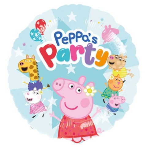 Balon Foliowy okrągły Świnka Peppa, Peppa's Party, 43 cm Flexmetal