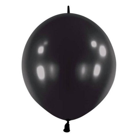 Balony E-Link Czarne metaliczne z łącznikiem, 30cm, 50 szt. Amscan / Anagram