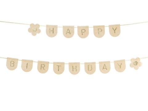 Baner filcowy Happy Birthday, różowy, 3m Partydeco Baner filcowy Happy Birthday, różowy, 3m Partydeco