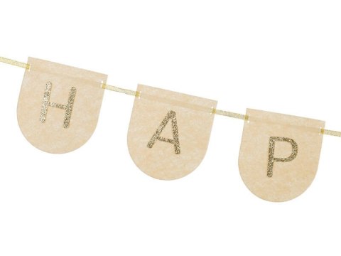 Baner filcowy Happy Birthday, różowy, 3m Partydeco Baner filcowy Happy Birthday, różowy, 3m Partydeco