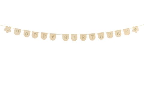 Baner filcowy Happy Birthday, różowy, 3m Partydeco Baner filcowy Happy Birthday, różowy, 3m Partydeco