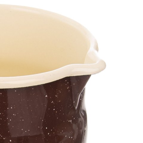 Garnek garnuszek kubek emaliowany 1,2 l brązowy z uchwytem i dzióbkiem Garnek garnuszek kubek emaliowany 1,2 l brązowy z uchwytem i dzióbkiem