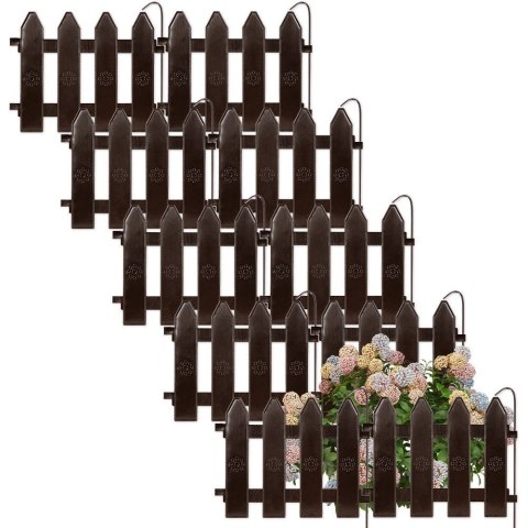 Palisada płotek ogrodowy obrzeże zestaw brązowy 10 szt. 200 cm 20x15 cm Palisada płotek ogrodowy obrzeże zestaw brązowy 10 szt. 200 cm 20x15 cm
