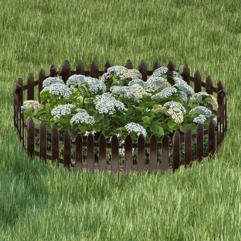 Palisada płotek ogrodowy obrzeże zestaw brązowy 10 szt. 200 cm 20x15 cm Palisada płotek ogrodowy obrzeże zestaw brązowy 10 szt. 200 cm 20x15 cm