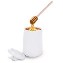 Pojemnik porcelanowy na miód do miodu z pokrywką i łyżeczką pałką 470 ml