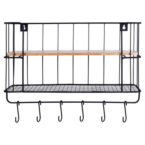 Półka ścienna metalowa z wieszakami 41x12x25,5 cm Półka ścienna metalowa z wieszakami 41x12x25,5 cm