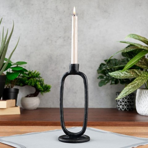 Świecznik na długą świeczkę aluminiowy czarny 24 cm Świecznik na długą świeczkę aluminiowy czarny 24 cm