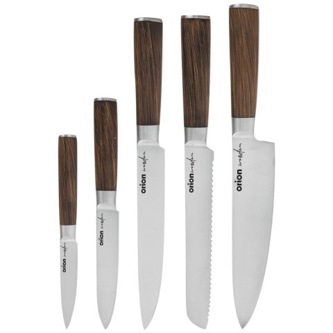 Nóż noże kuchenne stalowe WOODEN zestaw komplet noży 5 sztuk Nóż noże kuchenne stalowe WOODEN zestaw komplet noży 5 sztuk
