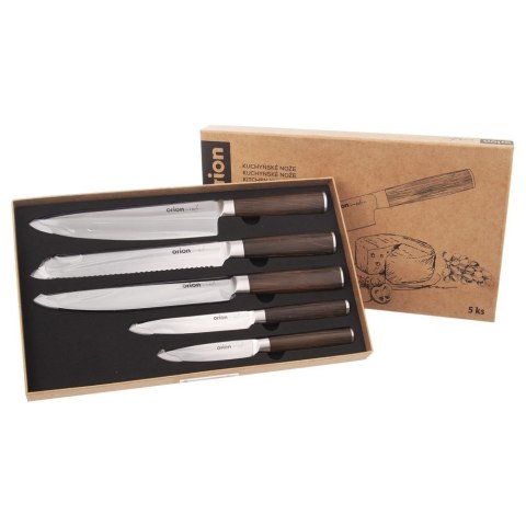 Nóż noże kuchenne stalowe WOODEN zestaw komplet noży 5 sztuk Nóż noże kuchenne stalowe WOODEN zestaw komplet noży 5 sztuk