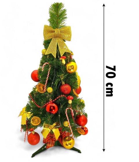 GOTOWA CHOINKA UBRANA ŚWIĄTECZNA DO DOMU BIURA + ŚWIATEŁKA 70cm GOTOWA CHOINKA UBRANA ŚWIĄTECZNA DO DOMU BIURA + ŚWIATEŁKA 70cm