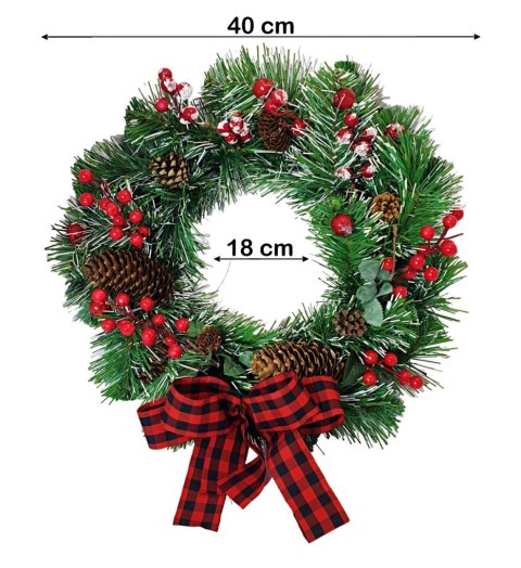 TRADYCYJNY STROIK ŚWIĄTECZNY KRÓLEWSKI v2 SZYSZKI + JARZĘBINA 40cm TRADYCYJNY STROIK ŚWIĄTECZNY KRÓLEWSKI v2 SZYSZKI + JARZĘBINA 40cm