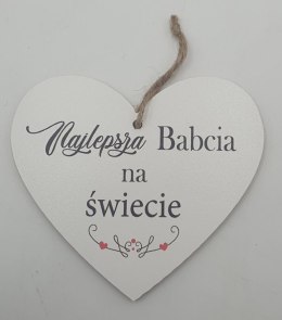 Serce wiszące 12x15cm NAJLEPSZA BABCIA NA ŚWIECIE