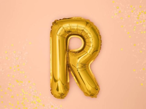 Balon foliowy Litera R 35cm, Złota Partydeco Balon foliowy Litera R 35cm, Złota Partydeco