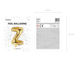 Balon foliowy Litera Z 35cm, Złota Partydeco