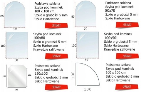 Szyba hartowana - szyba pod Piec lub Kominek 100x100 cm narożna Szyba hartowana - szyba pod Piec lub Kominek 100x100 cm narożna